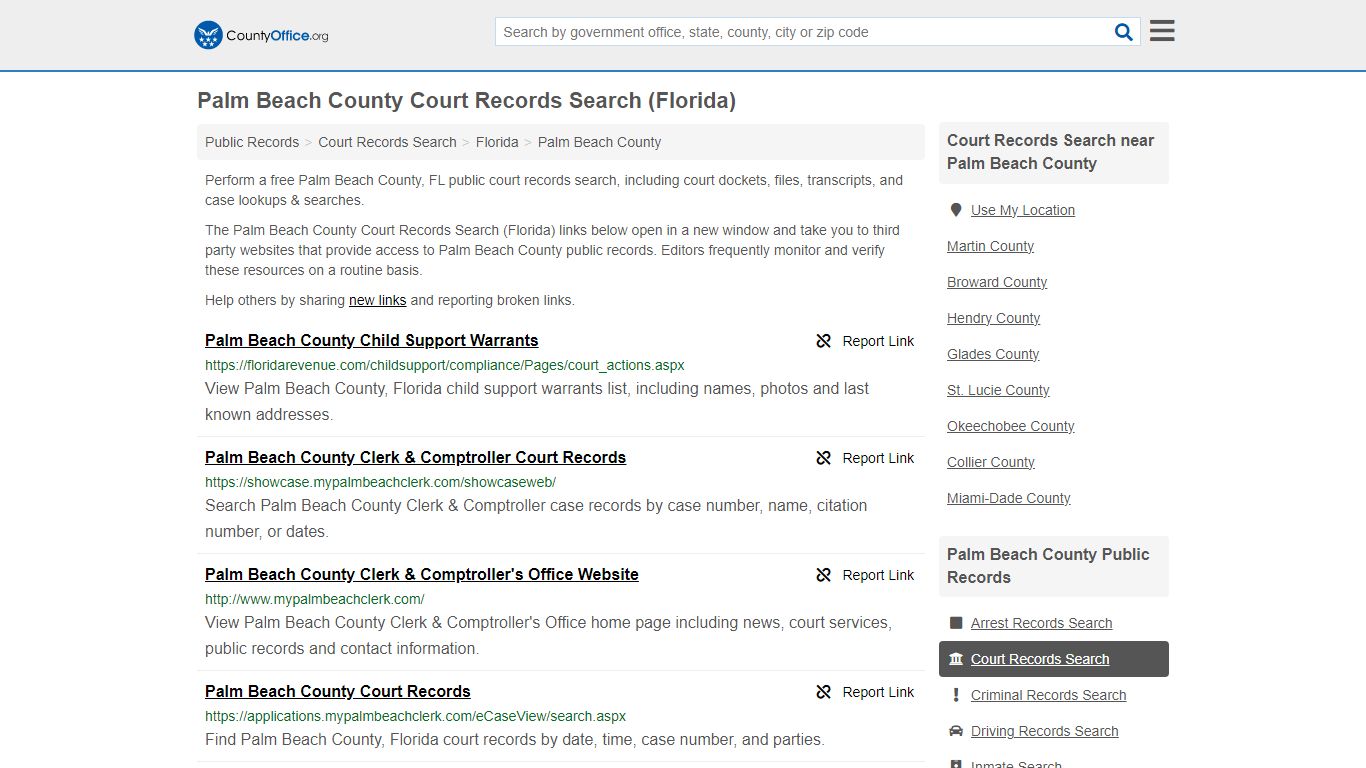 Court Records Search - Palm Beach County, FL (Adoptions, Criminal ...